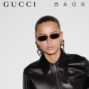 Gucci Narrow Rectangular Frame Sunglasses